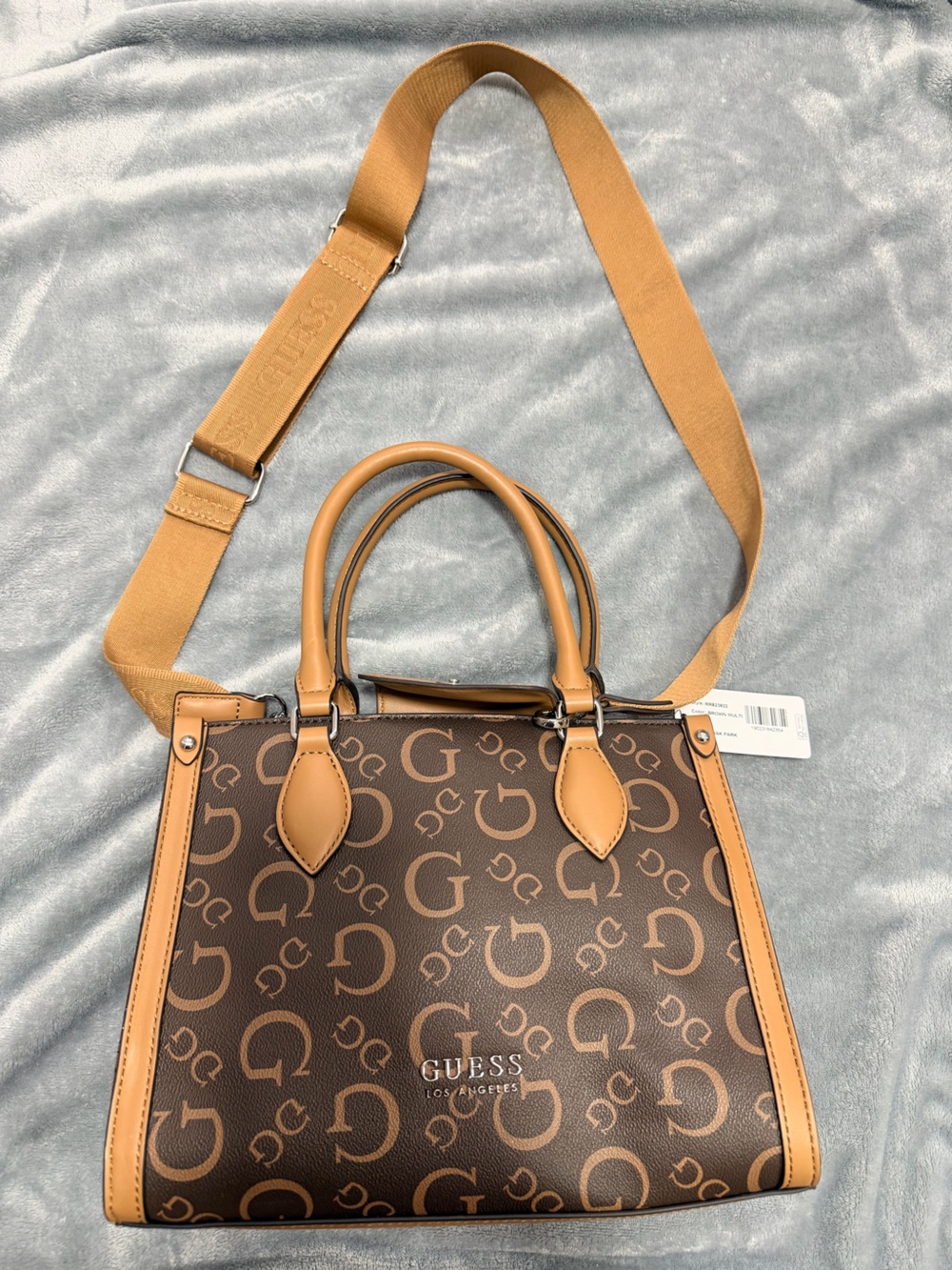 Brown Monogram Tote Bag with Tan Trim